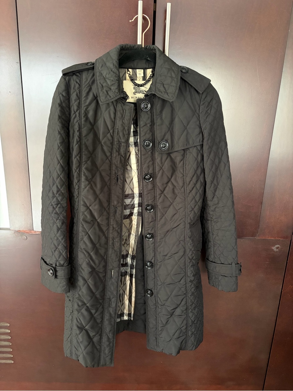 Burberry Quilted Black Trench with Belt